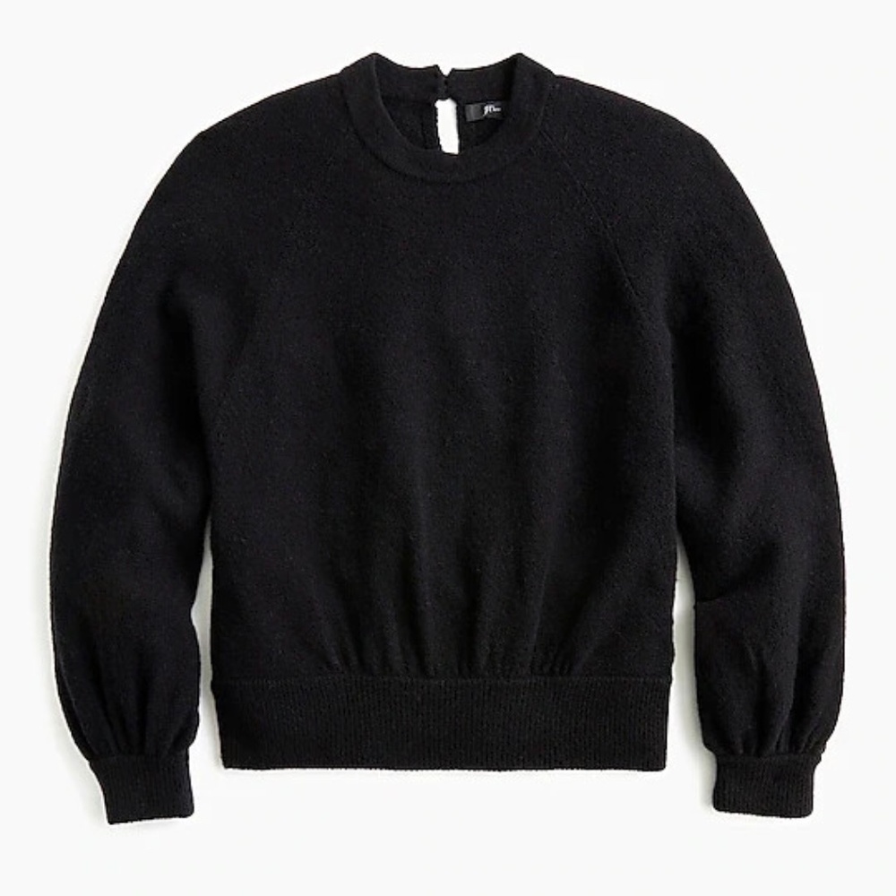J. Crew Crewneck Gathered Sweater in Supersoft Yarn Wool Alpaca Black Size Small